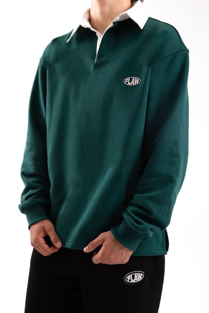 Flaw Atelier Relax Oversize Polo Yaka Yeşil Sweatshirt