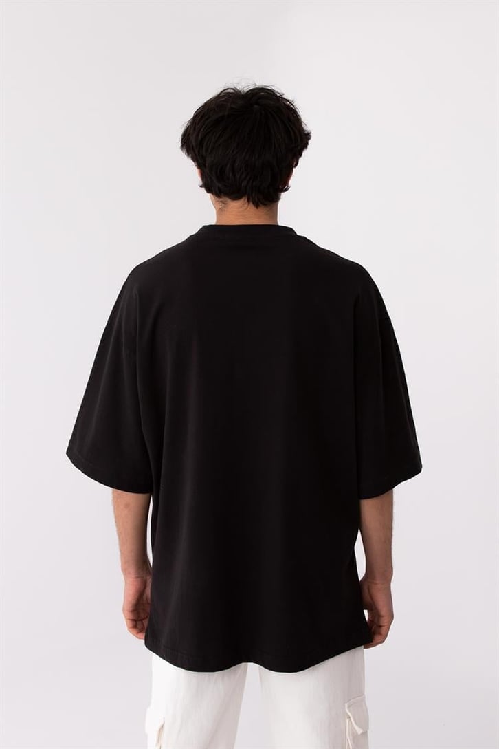 Flaw Atelier Rib Collar Black Oversize Basic Tee