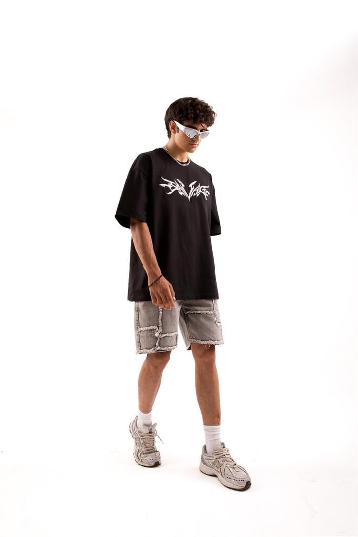Flaw Atelier Savage Hologram Puff Print Beyaz Oversize Tişört