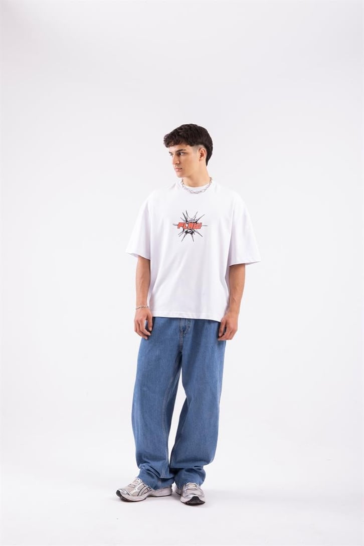 Flaw Atelier Spiky Flaw Printed Beyaz Oversize Tshirt