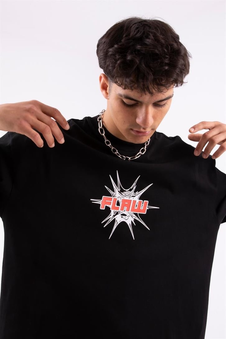 Flaw Atelier Spiky Flaw Printed Siyah Oversize Tshirt