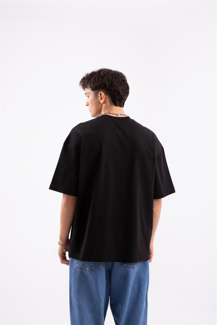 Flaw Atelier Spiky Flaw Printed Siyah Oversize Tshirt