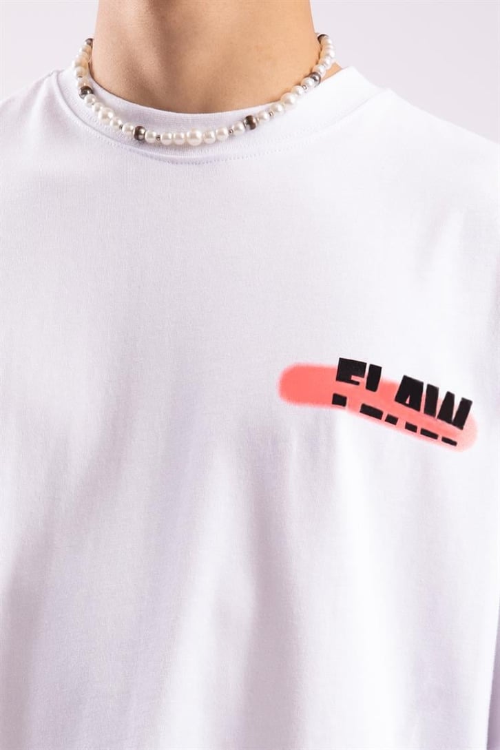 Flaw Atelier Spray Printed Beyaz Oversize Tshirt
