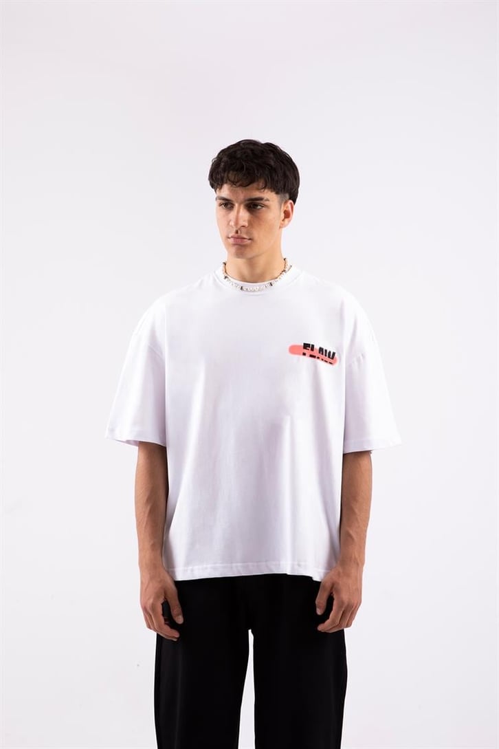 Flaw Atelier Spray Printed Beyaz Oversize Tshirt