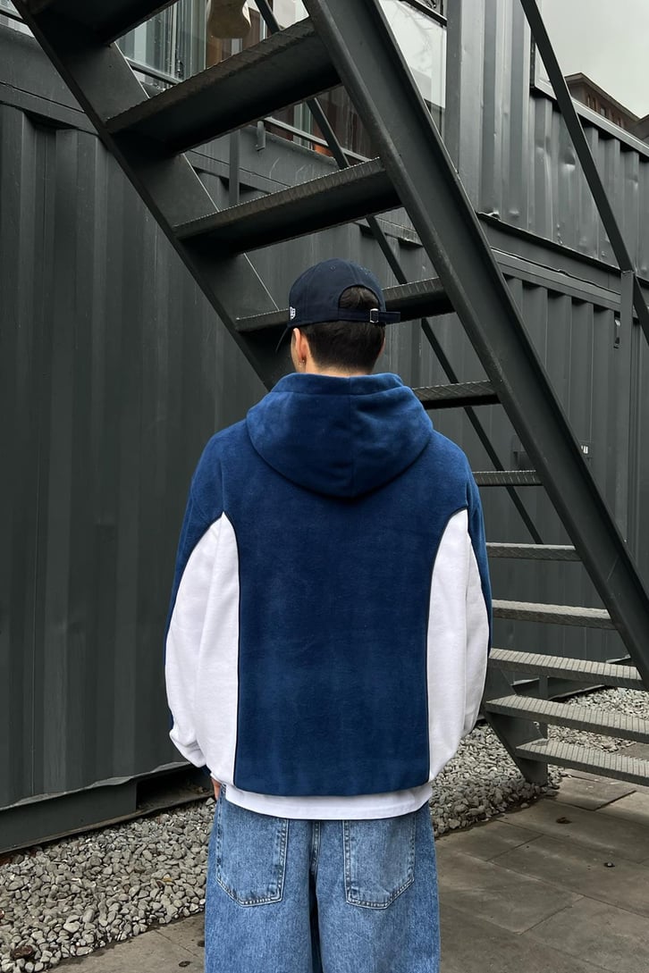 Flaw Atelier Star Flaw Nakışlı Lacivert Polar Hoodie