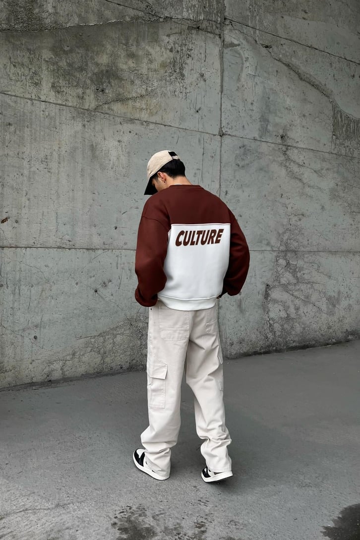 Flaw Atelier Urban Baskılı Siyah Oversize Sweatshirt