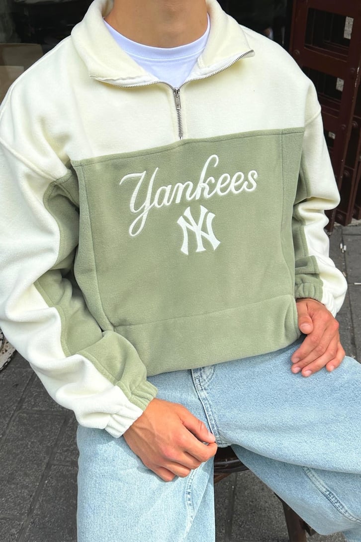 Flaw Atelier Yankees Nakışlı Yeşil Peluş Ceket