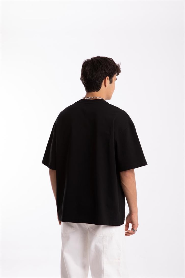 Flaw Cult Stone Work Siyah Oversize Tshirt