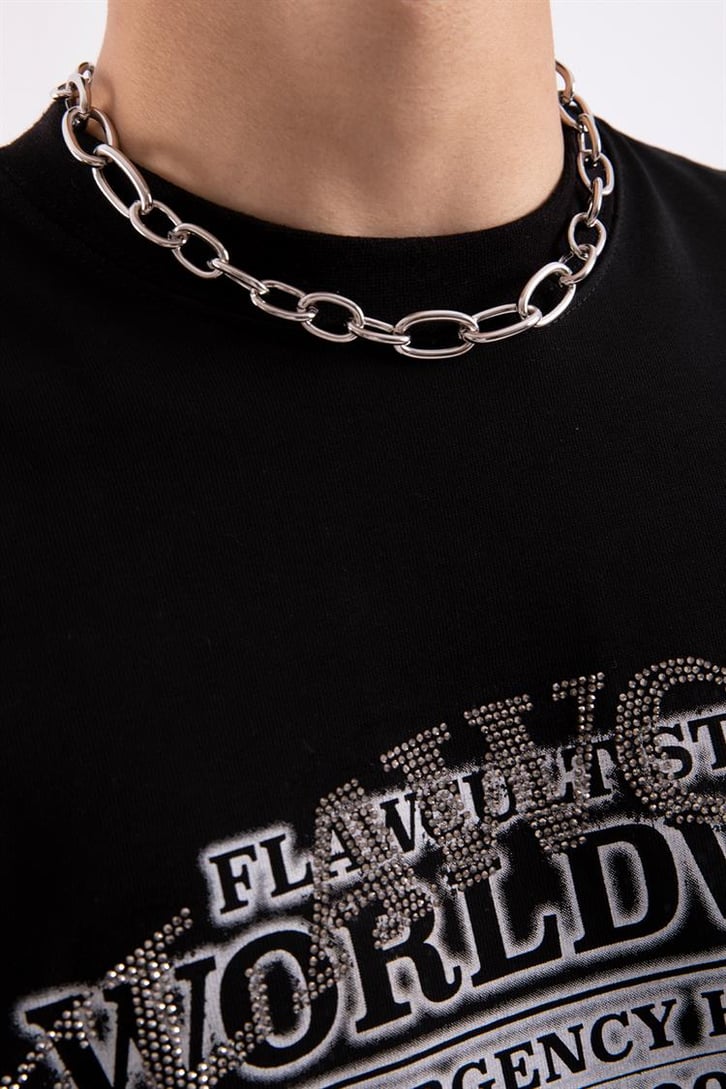 Flaw Cult Stone Work Siyah Oversize Tshirt