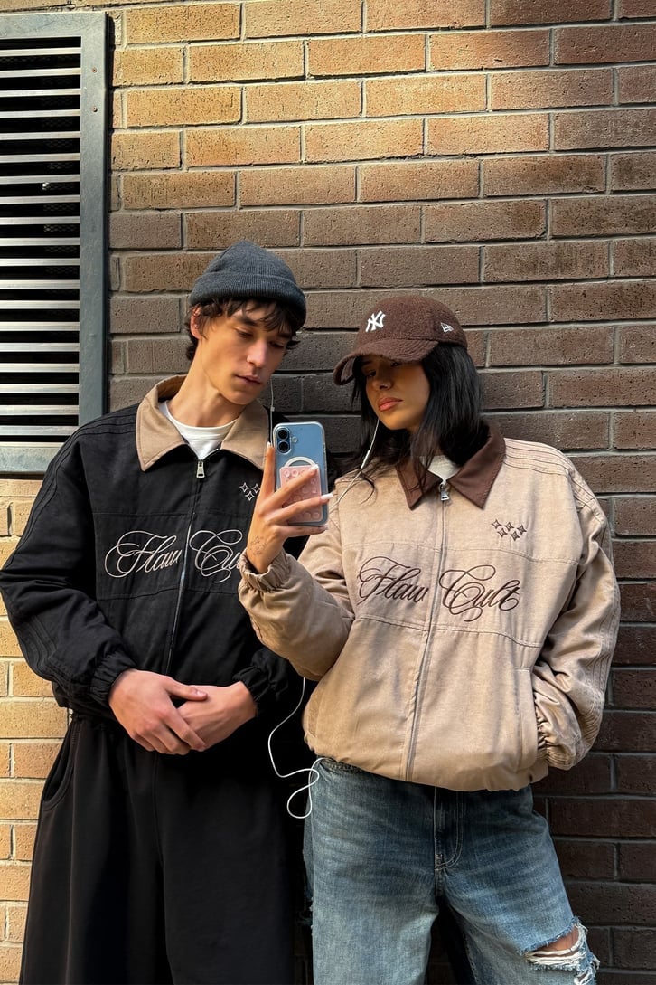 Flaw Cult Suede Bomber Jacket