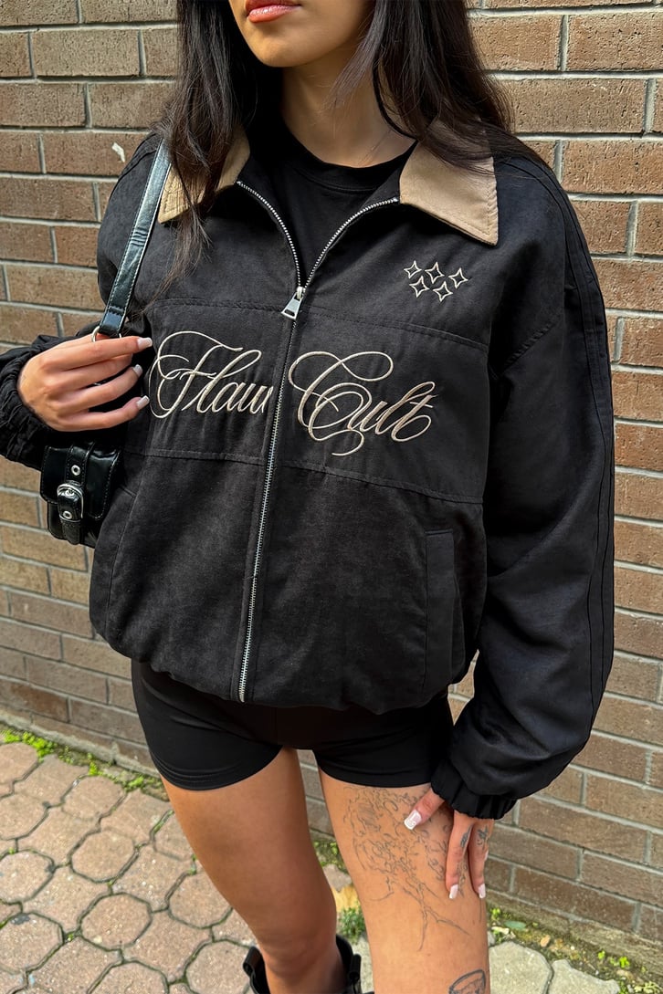 Flaw Cult Suede Bomber Jacket