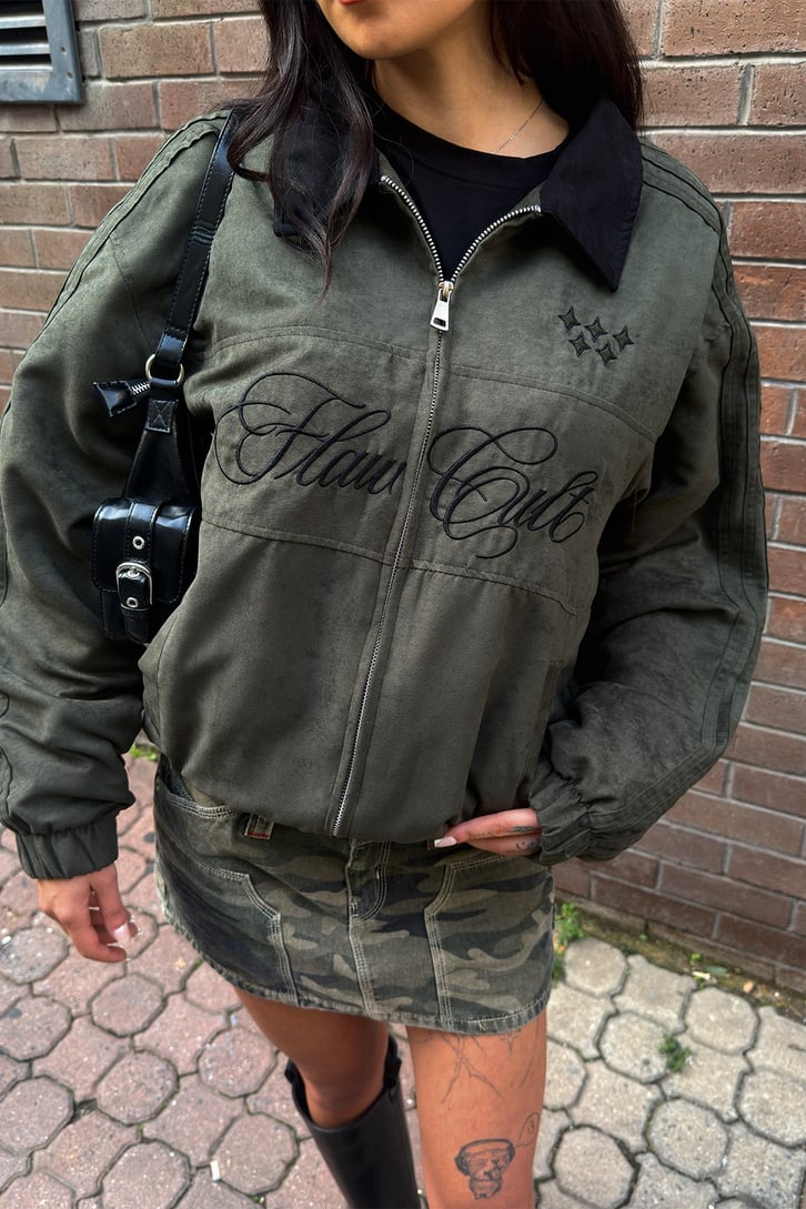 Flaw Cult Suede Bomber Jacket