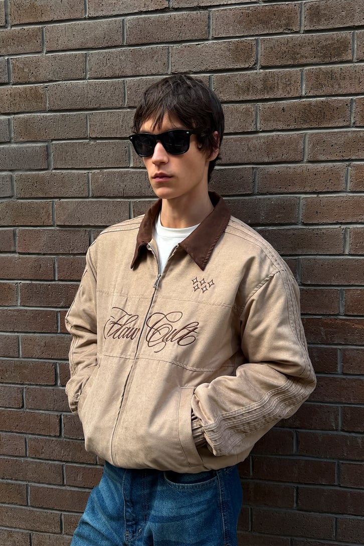 Flaw Cult Suede Bomber Jacket