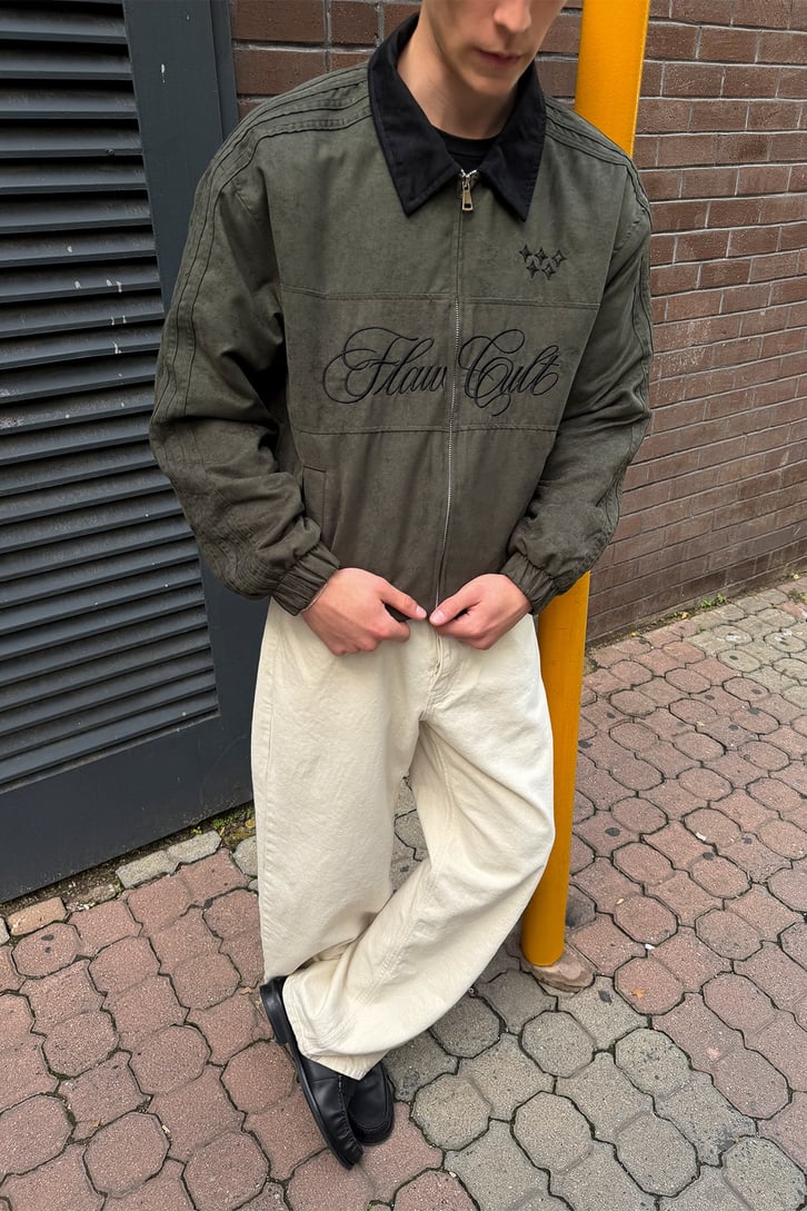 Flaw Cult Suede Bomber Jacket