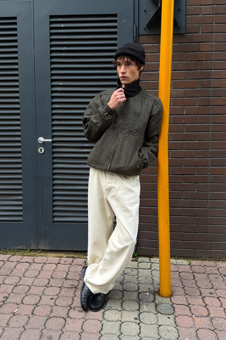 Flaw Cult Suede Bomber Jacket