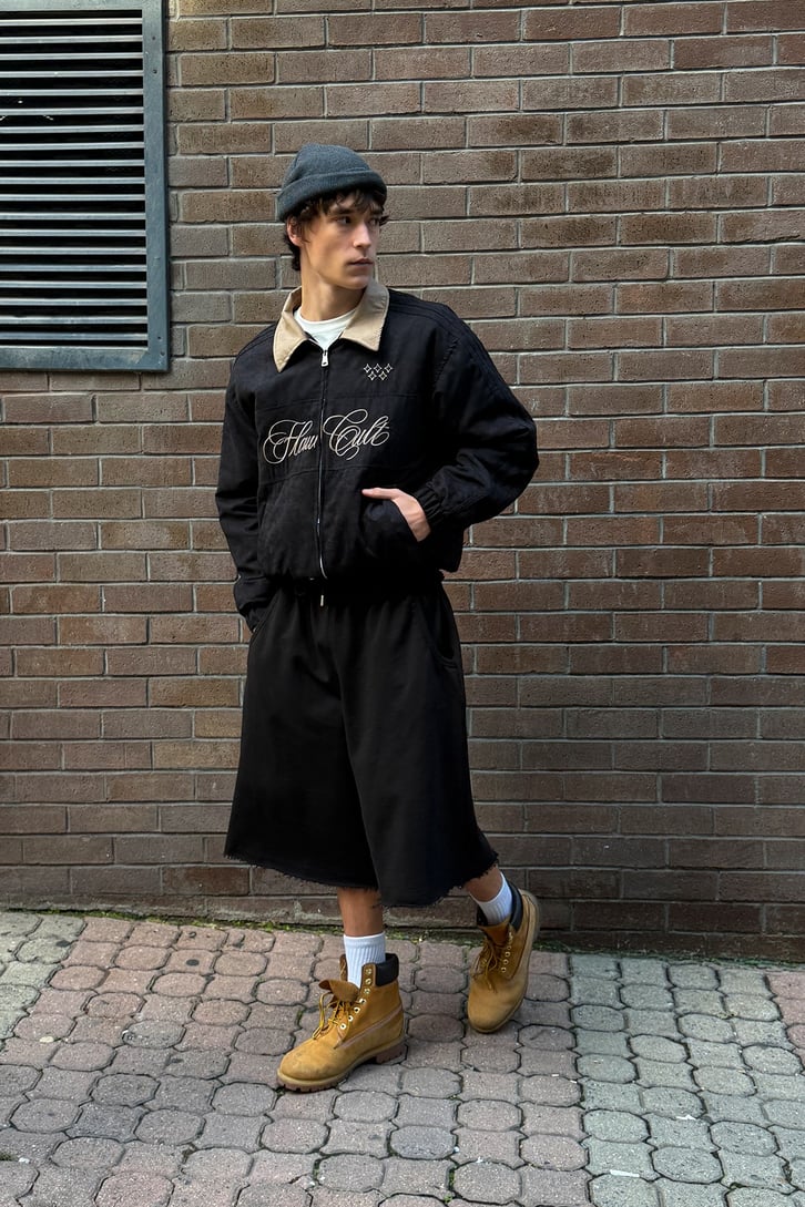 Flaw Cult Suede Bomber Jacket