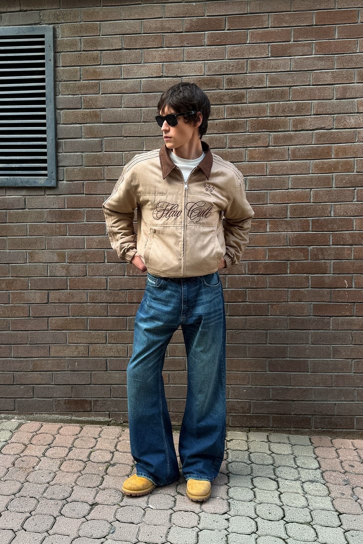 Flaw Cult Suede Bomber Jacket