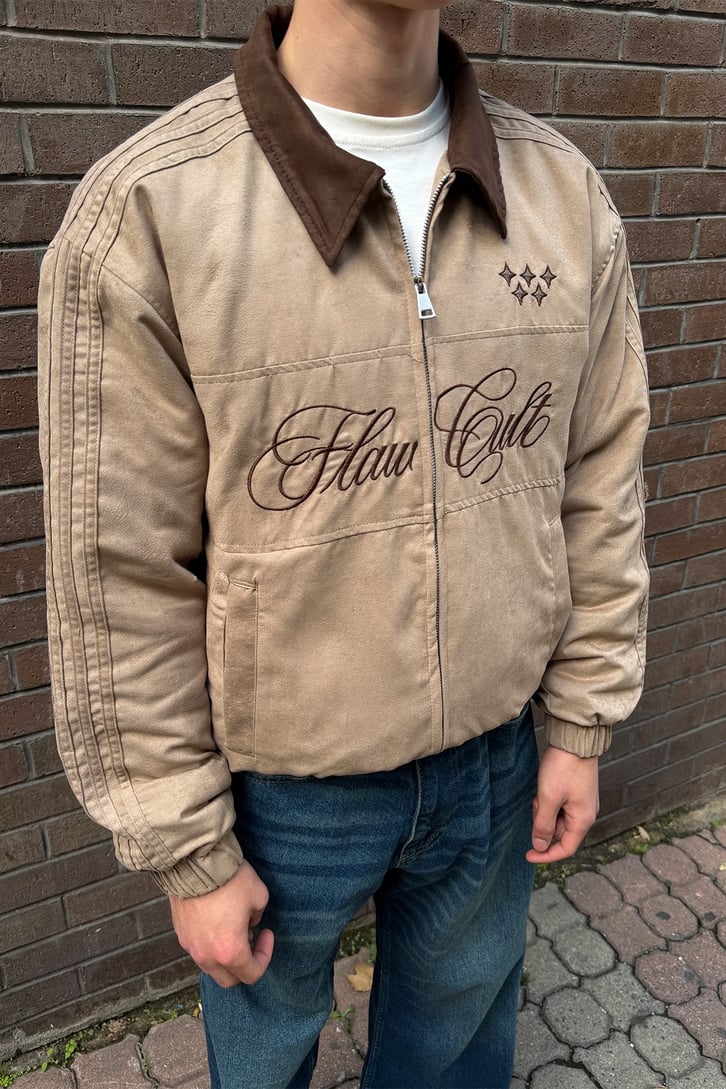 Flaw Cult Suede Bomber Jacket