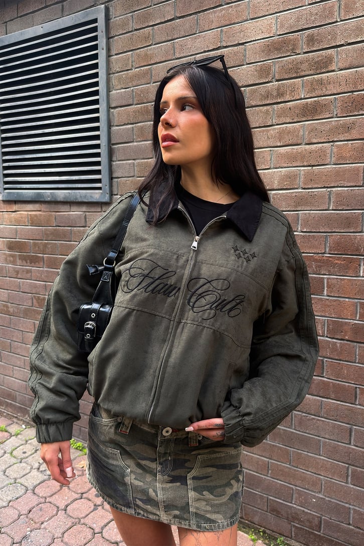 Flaw Cult Suede Bomber Jacket