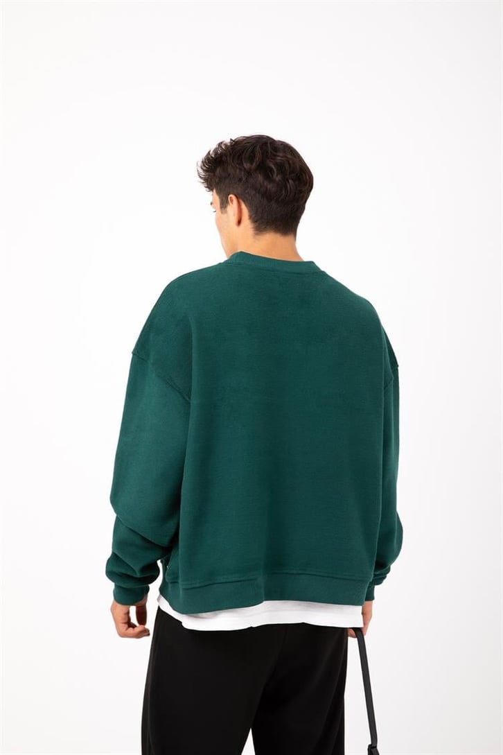 Flaw Culture - Germany Sample Baskılı Yeşil Oversize Sweatshirt