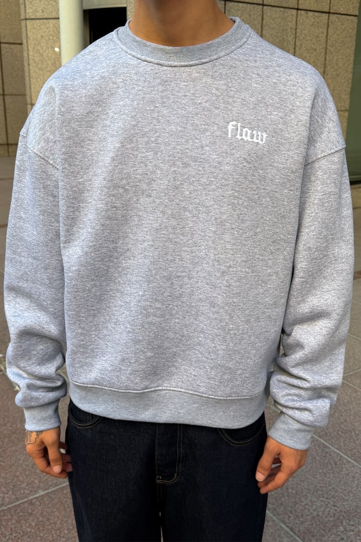 Flaw Nakışlı Bisiklet Yaka Sweatshirt