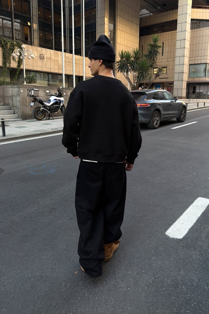 Flaw Nakışlı Bisiklet Yaka Sweatshirt