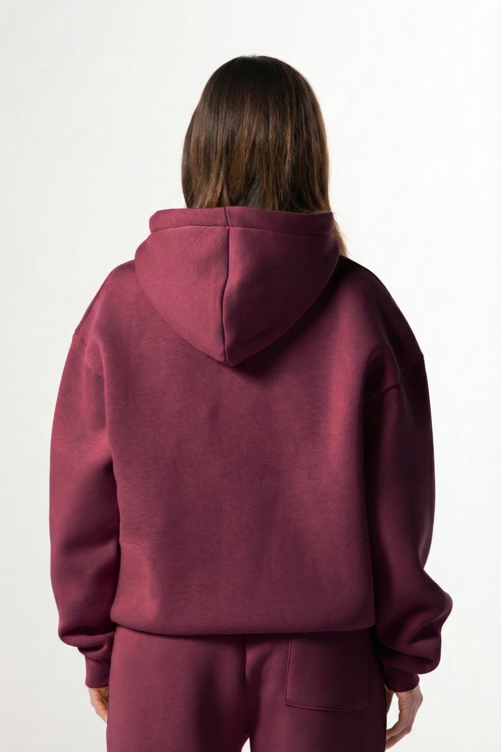 Flaw Nakışlı Bordo Zip Hoodie
