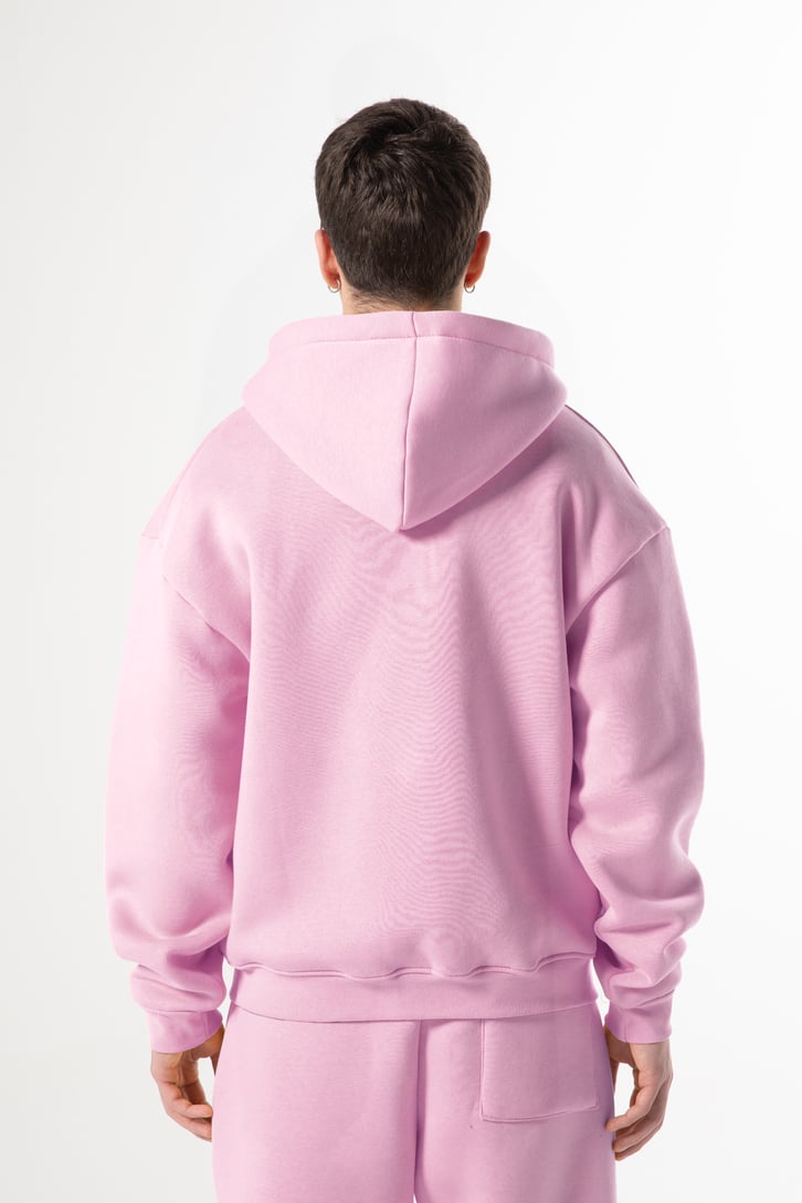 Flaw Nakışlı Pembe Zip Hoodie