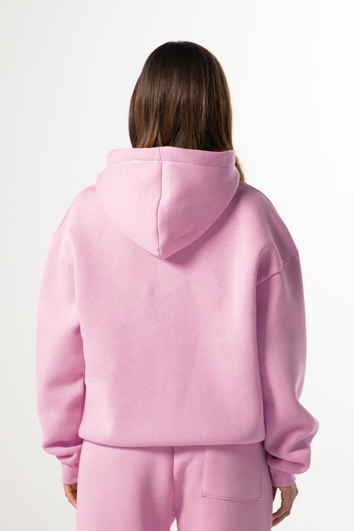 Flaw Nakışlı Pembe Zip Hoodie