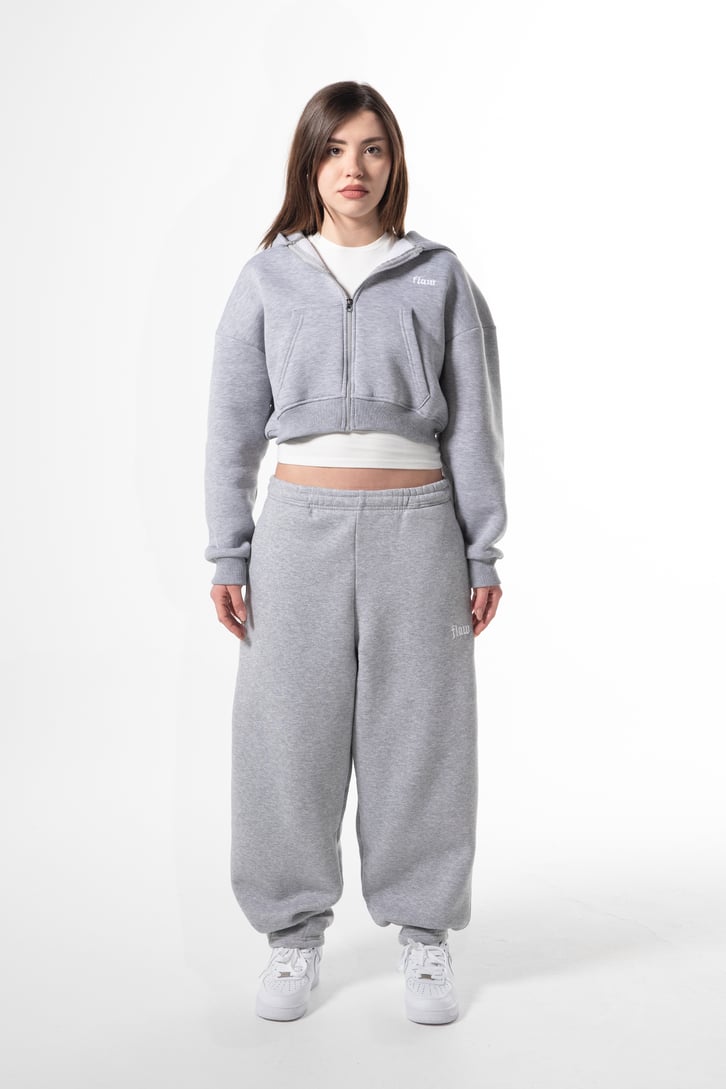 Flaw Nakışlı Zip Crop
