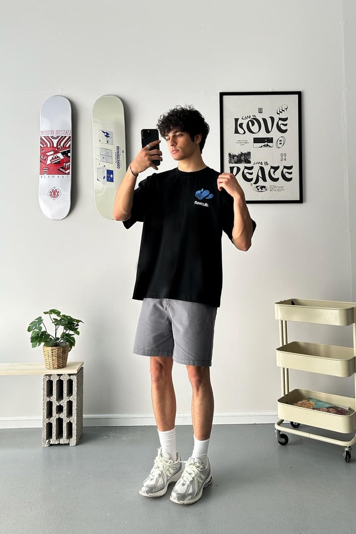 Flaw'er Nakışlı Oversize Tişört