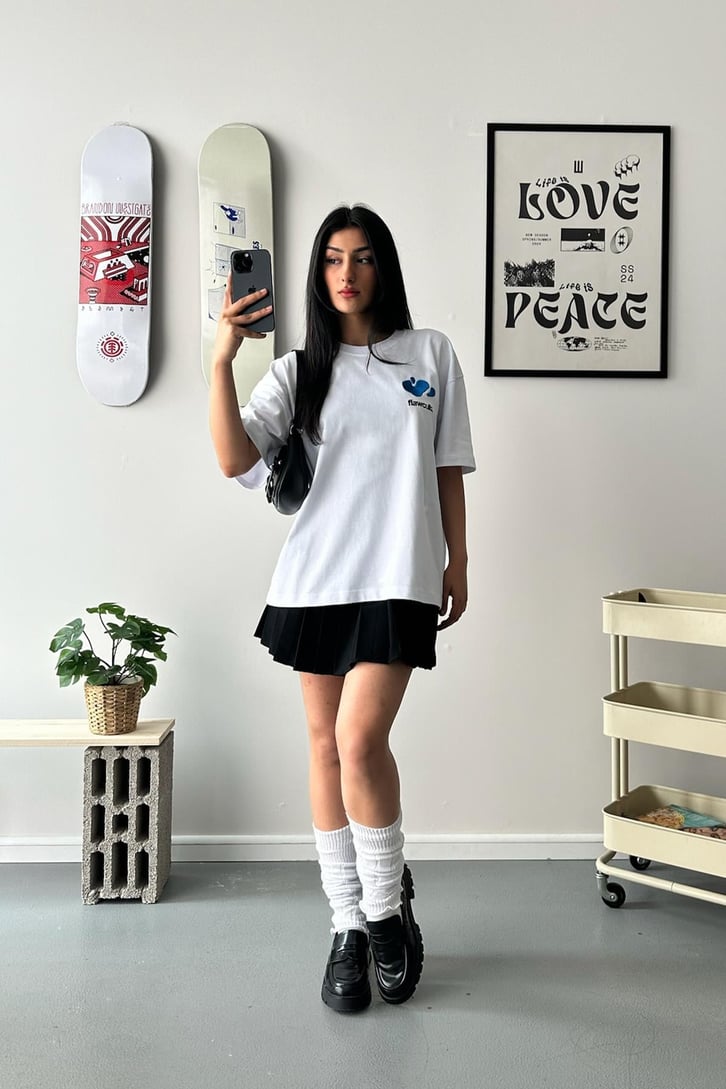 Flaw'er Nakışlı Oversize Tişört