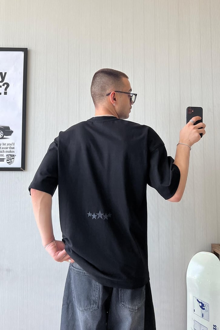 Fleur Nakışlı Oversize Tişört