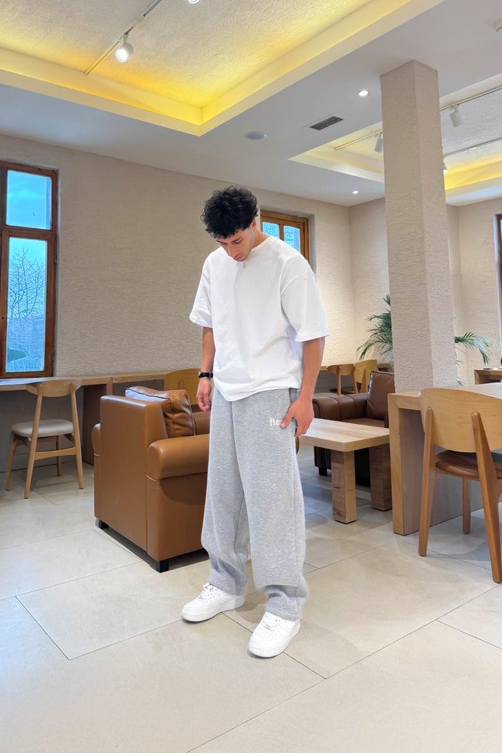 Flex Tech Oversize Eşofman Gri Melanj