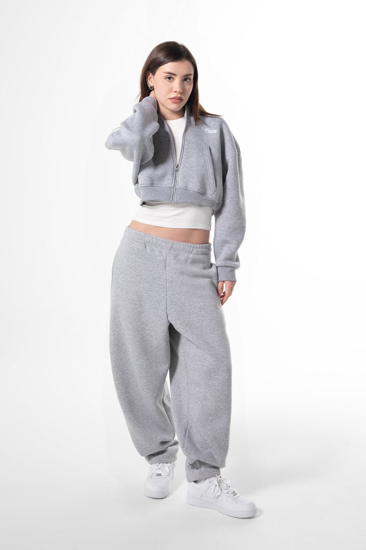 Flex Tech Oversize Eşofman Gri Melanj