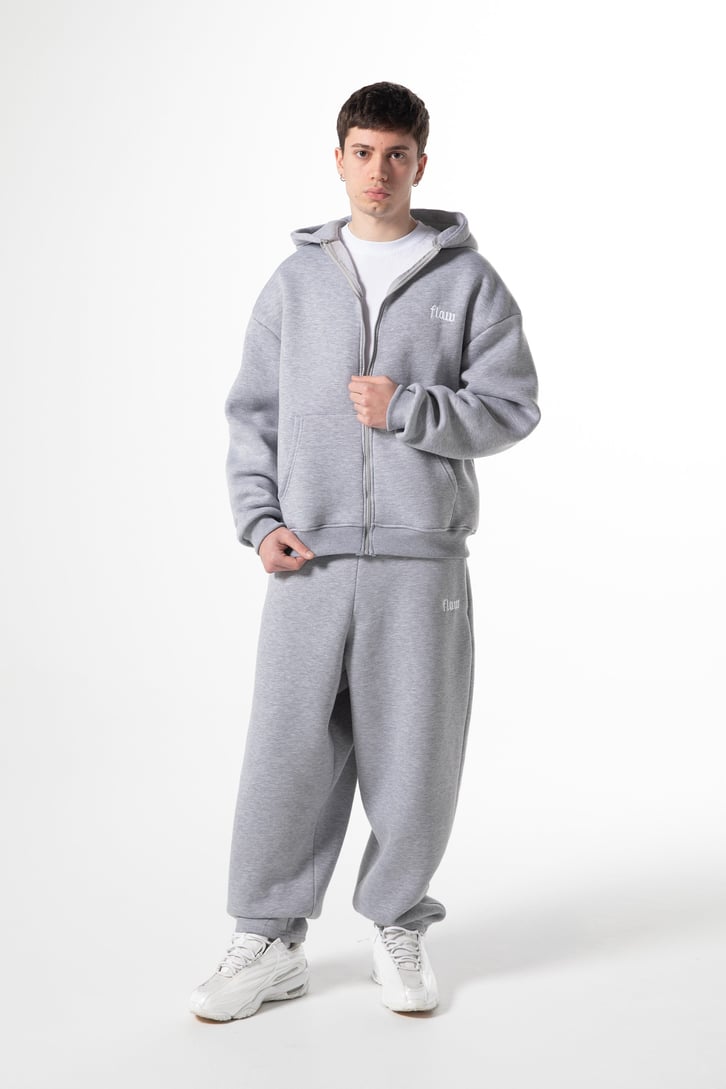 Flex Tech Oversize Eşofman Gri Melanj
