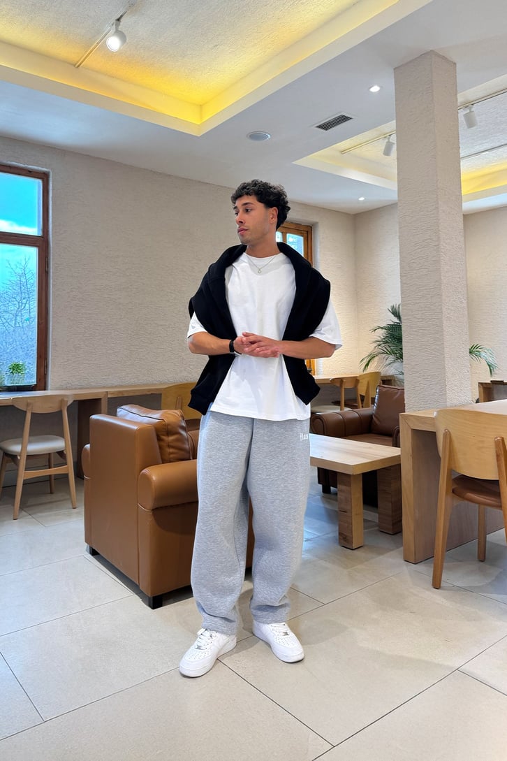 Flex Tech Oversize Eşofman Gri Melanj