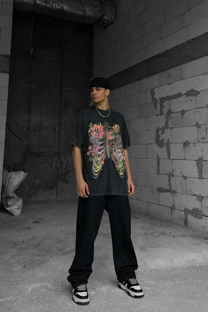 Flower Rib Cage Oversize Tshirt