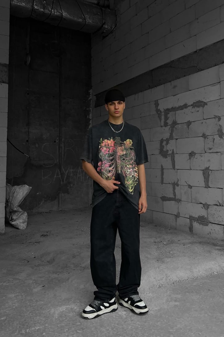 Flower Rib Cage Oversize Tshirt