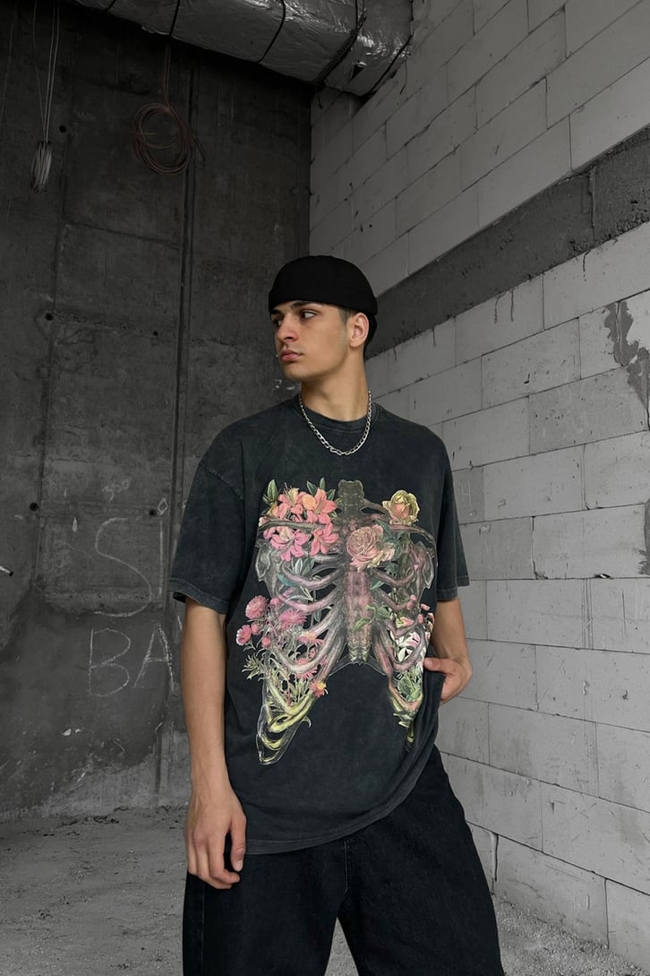 Flower Rib Cage Oversize Tshirt