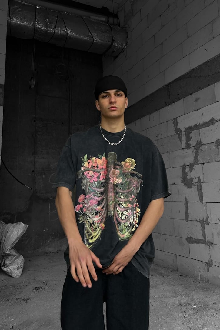 Flower Rib Cage Oversize Tshirt