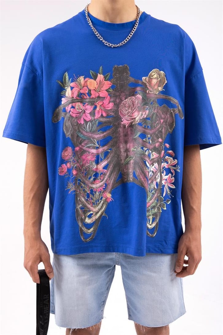 Flowers Rib Cage Baskılı Oversize Tshirt