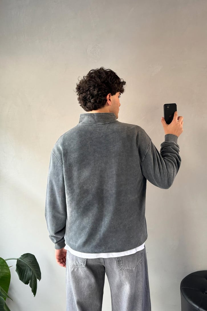 Forever Nakışlı  Half Zip Sweatshirt