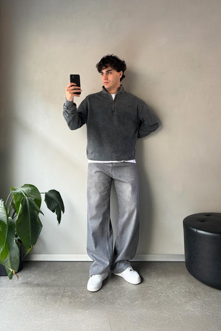 Forever Nakışlı  Half Zip Sweatshirt