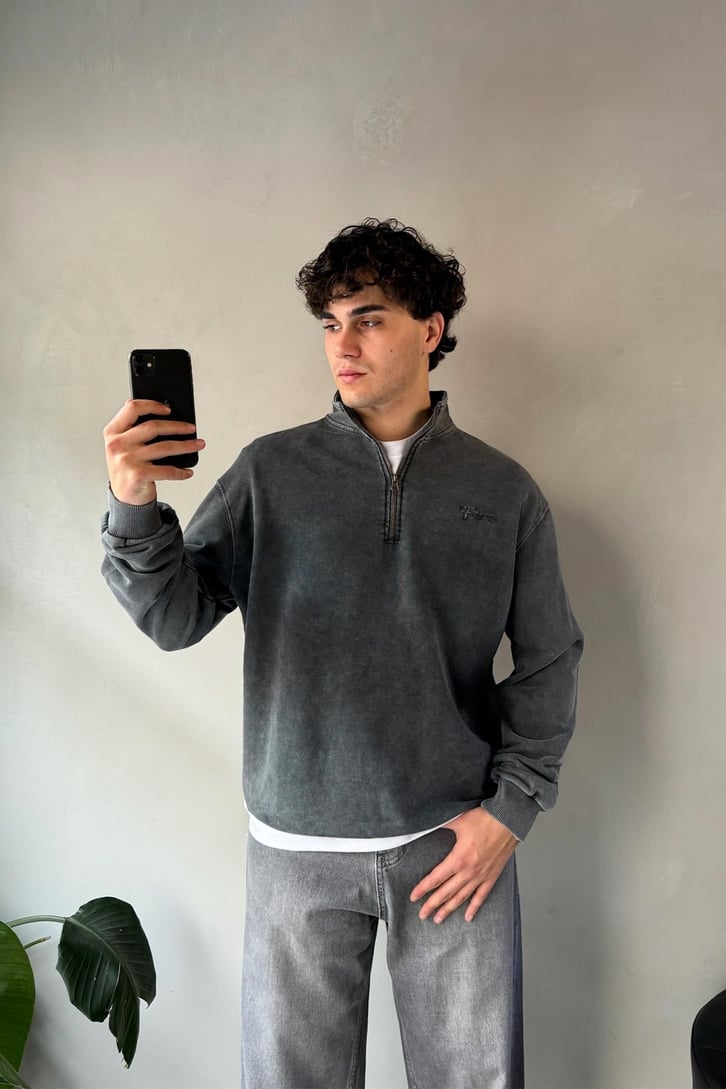 Forever Nakışlı  Half Zip Sweatshirt