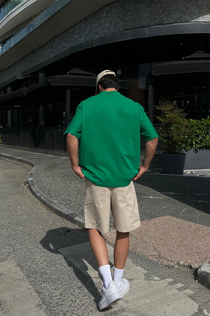 Fresh Nakışlı Yeşil Oversize Tişört