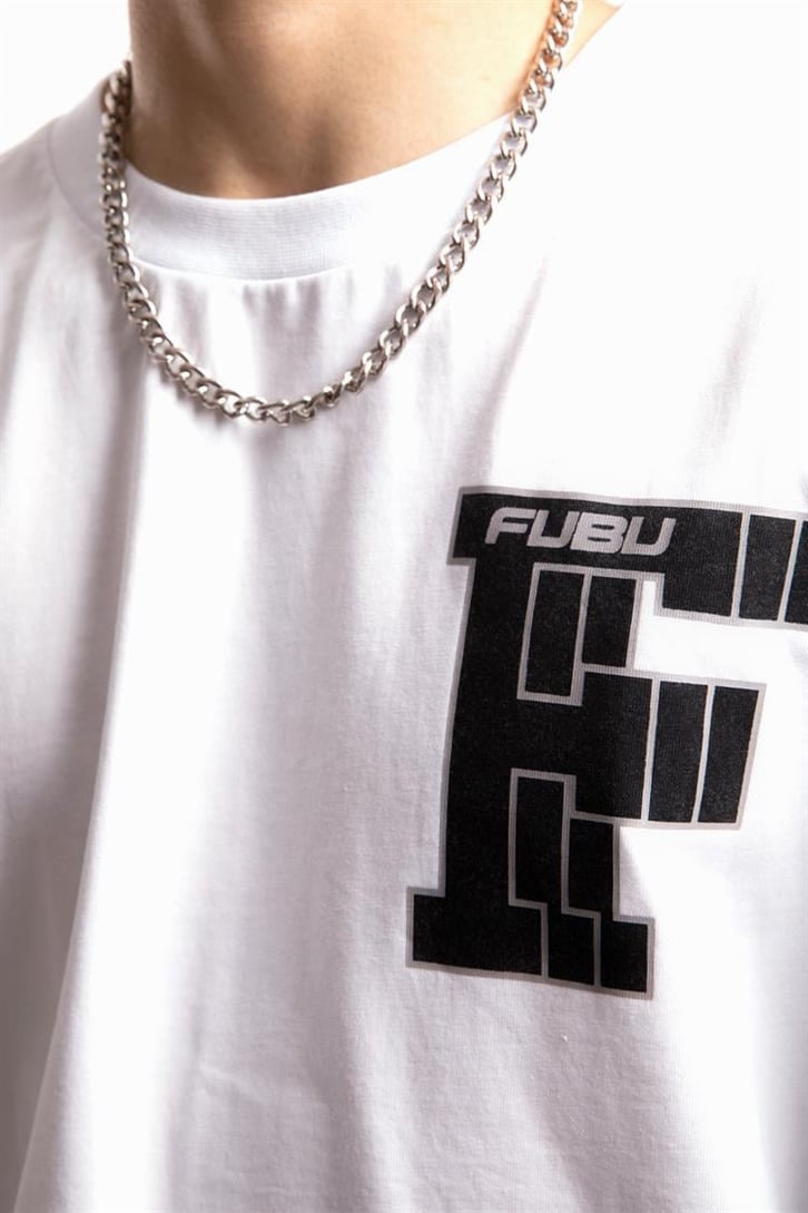 Fubu Baskılı Beyaz Oversize Tişört
