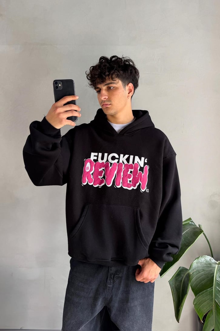 Fuckin Rw Baskılı Oversize Hoodie