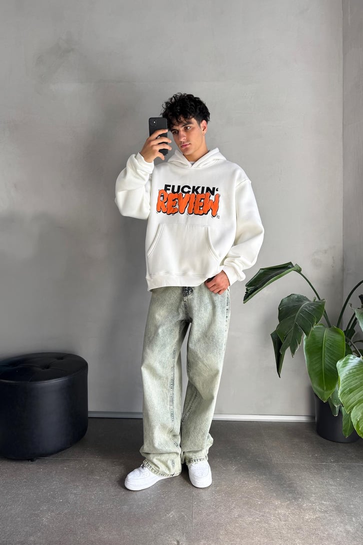 Fuckin Rw Baskılı Oversize Hoodie