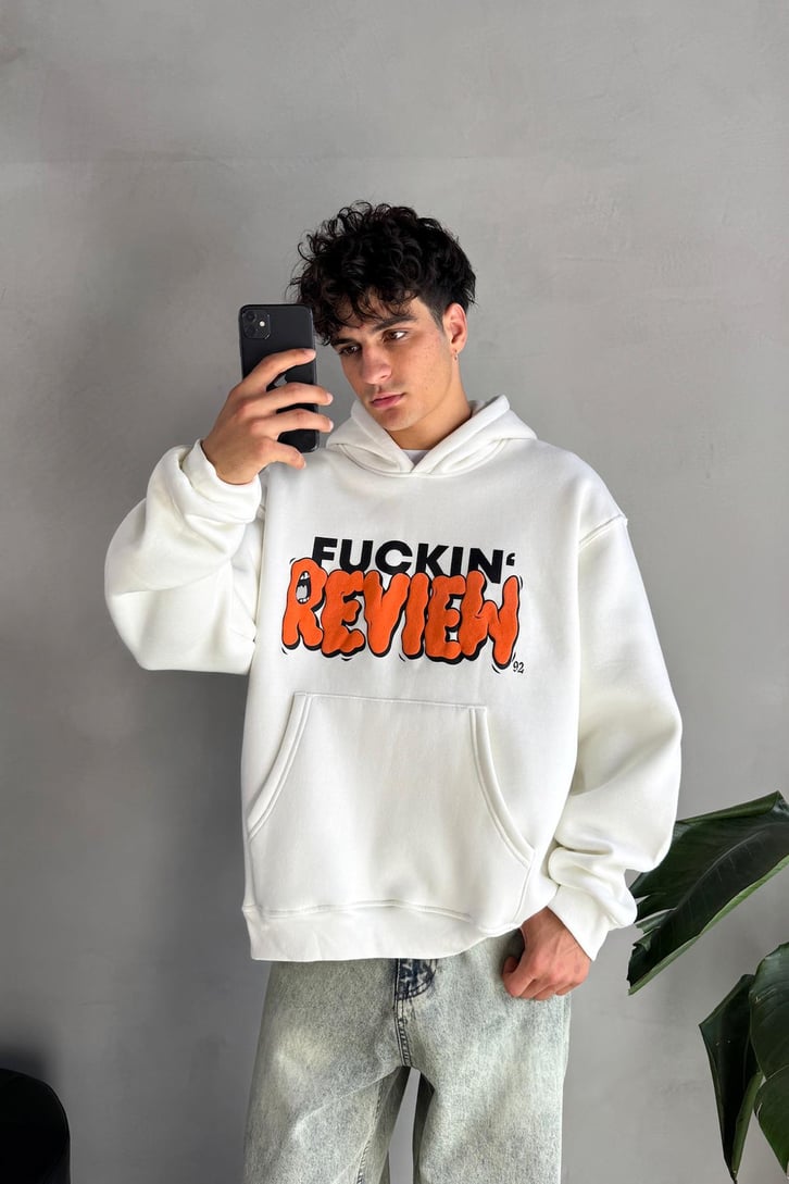Fuckin Rw Baskılı Oversize Hoodie